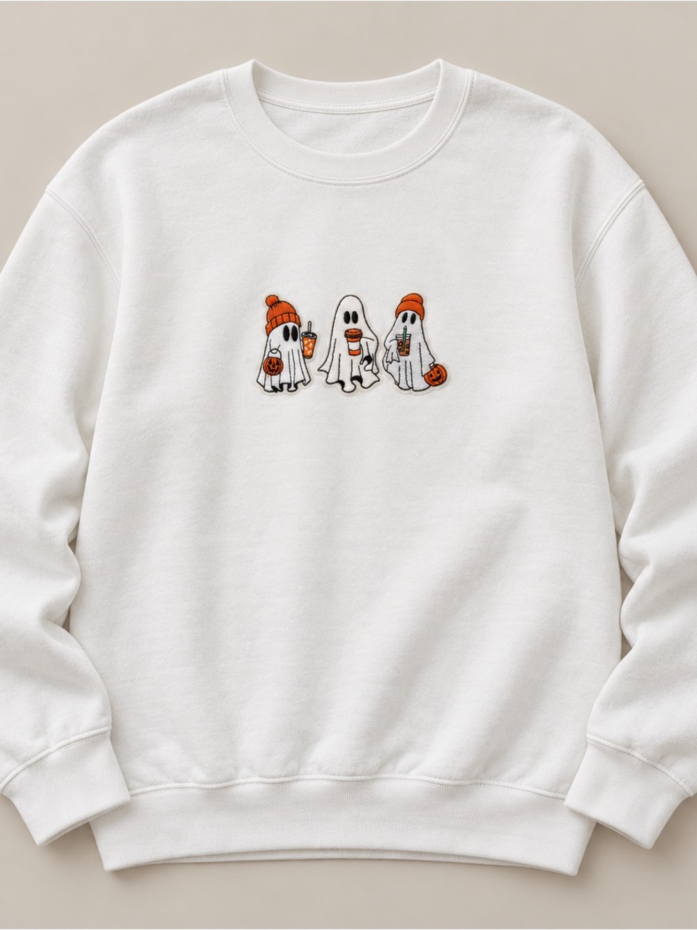 White Ghost Trio Embroidered Sweatshirt - Women